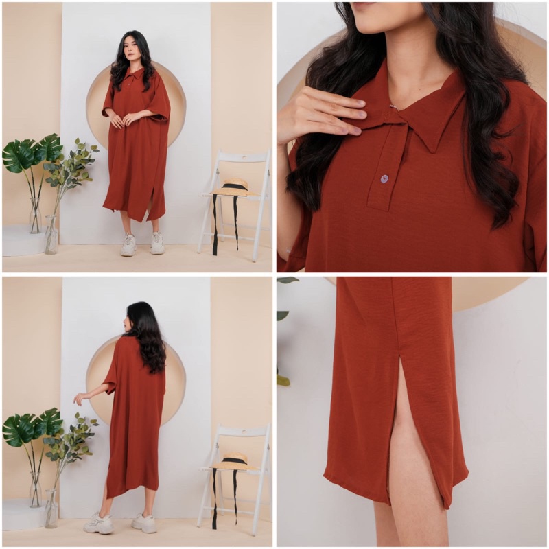 Atasan Baju Dress Wanita Oriana Polos Bahan Cringkle Airflow Premium Kekinian Murah Korean Style