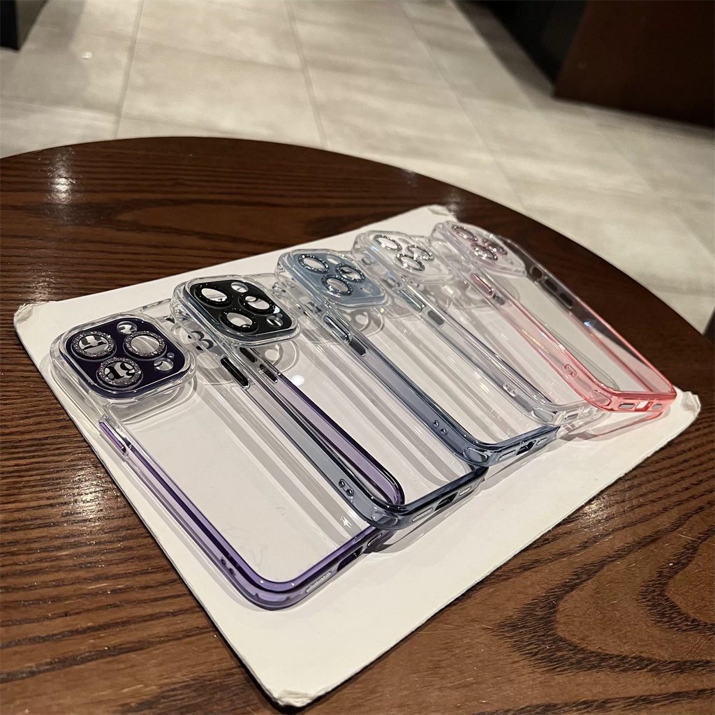 IPHONE Casing Iphone14 Pro Max Mewah Pelindung Kamera Lensa Case Iphone12 13 Pro Max11 14 Plus Hard Case Transparan Proteksi Tahan Guncangan Tertutup Penuh