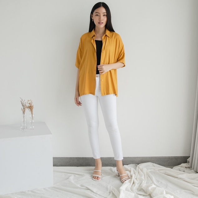 Ms Daisy Hannah Oversized Shirt Baju Atasan Wanita Kemeja Blouse