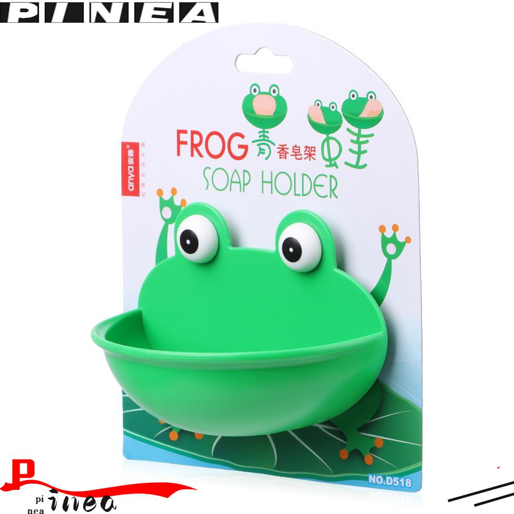 Tempat Sabun Kodok Nanas Dapur Hijau Frog Drain Tray Holder Self-adhesive Rak Gantung Bocor Rak Pembuangan Air