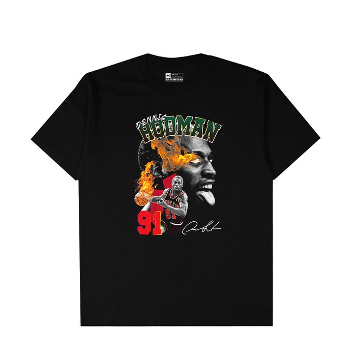 T-shirt Kaos Oversized Dennis Rodman Vintage Bootleg Unisex - Kaos Normal, M