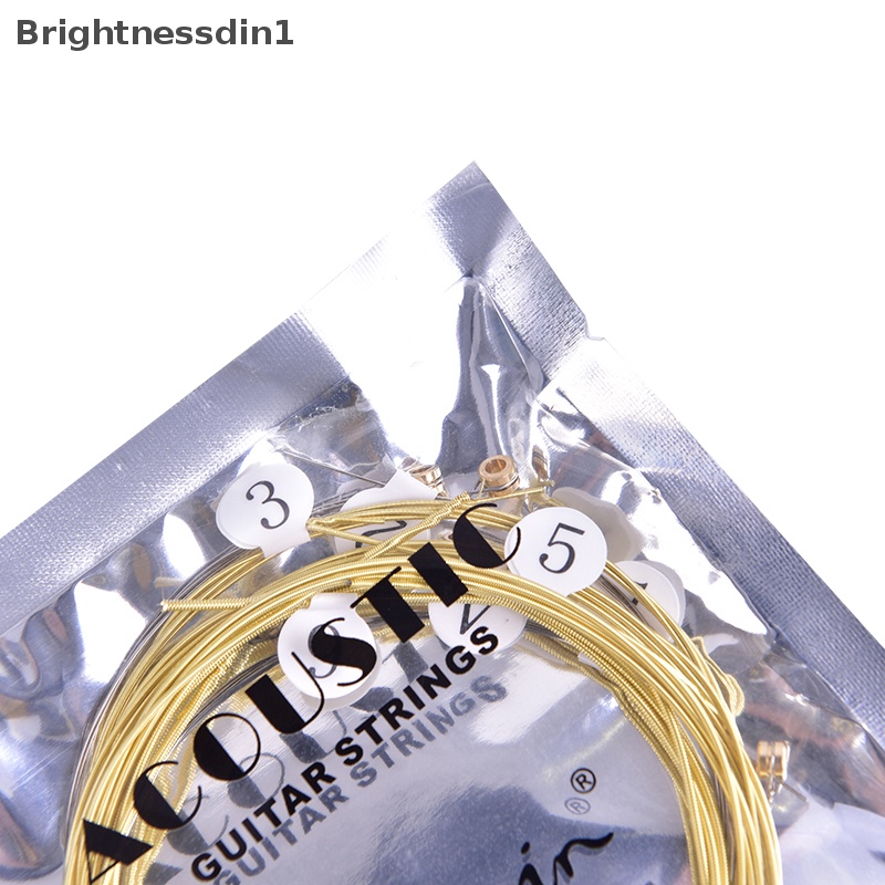 [Brightnessdin1] 6pcs/set Senar Gitar Akustik Universal Kuningan Hexagonal Steel Core Strings Untuk Butik