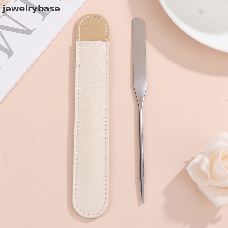 [jewelrybase] Spatula Toner Makeup Kepala Ganda Stainless Steel Dengan Tas PU Mixing Stick Butik