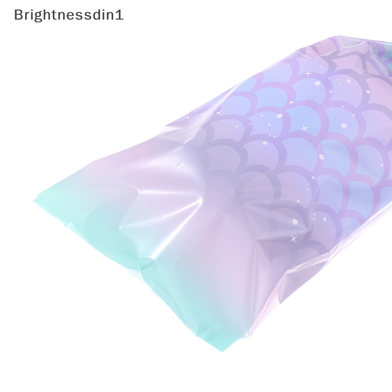 [Brightnessdin1] 50pcs Mermaid Plastic Goodie Bag Kantong Kemasan Mermaid Tail Permen Biskuit Butik