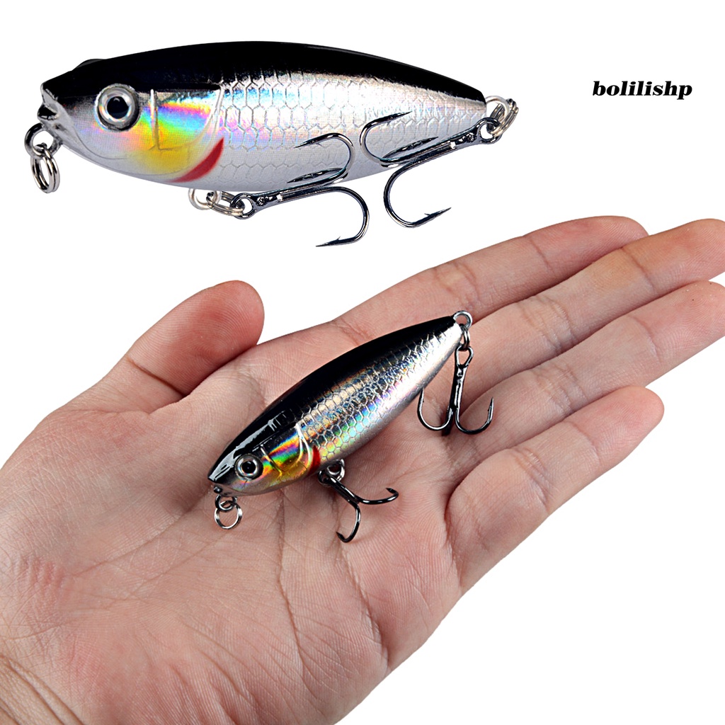 Bo-6cm/7g Memancing Umpan Warna Terang Realistis 3D Mata Bola Kebisingan Kulit Hidup Berduri Tajam Treble Hook Pensil Lure Memancing Aksesori