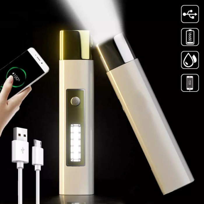 SENTER LED MULTIFUNGSI POWERBANK + SIDE LIGHT / SENTER CAS USB - 108B