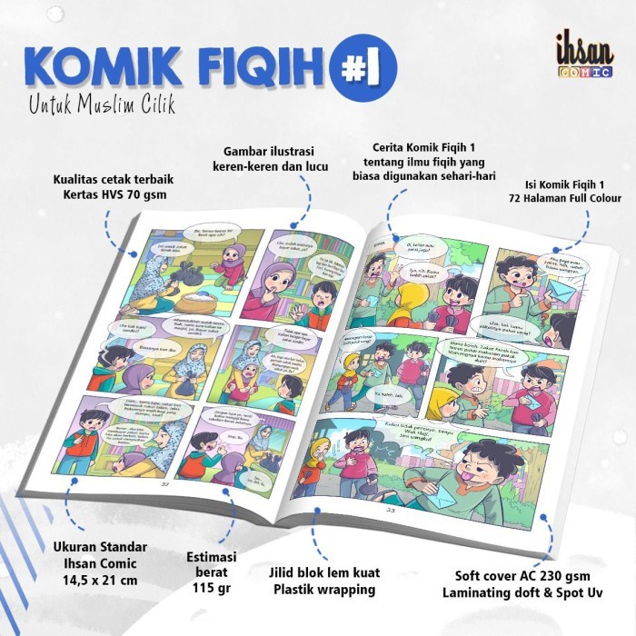 Buku Komik Fiqih Untuk Muslim Cilik - Ihsan Media | Komik Islami Anak