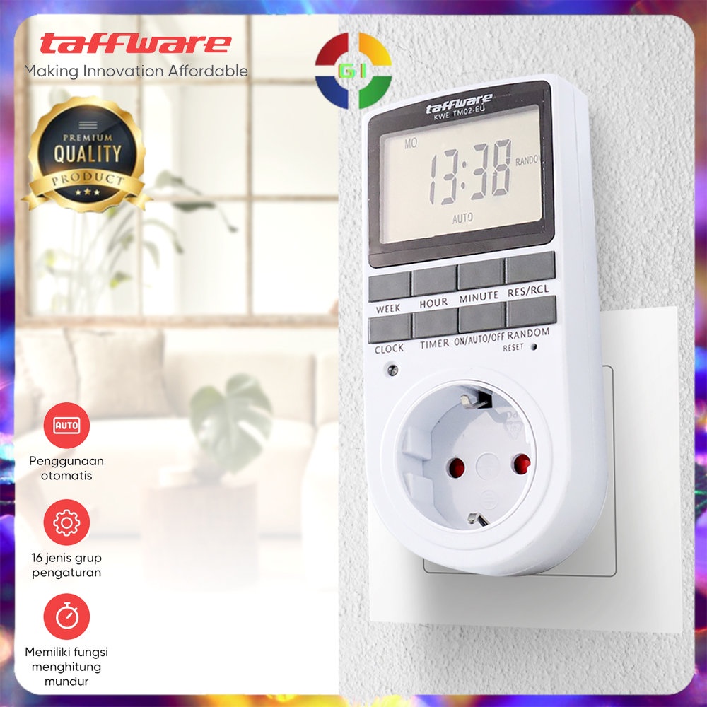 Stop Kontak Digital Timer Switch Programmable White