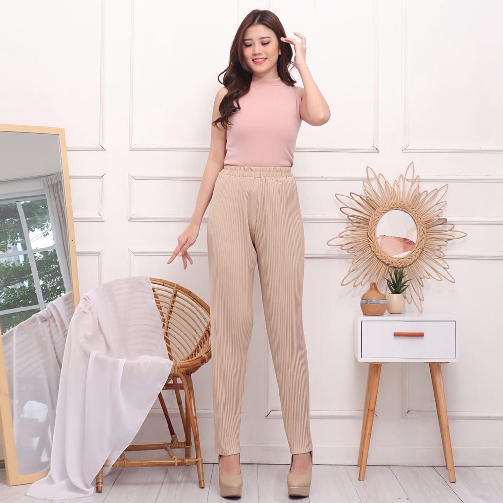 Celana Pensil Plisket Centi / Kulot Pensil Centi / Pleated Pencil Pants / Pleated Pants