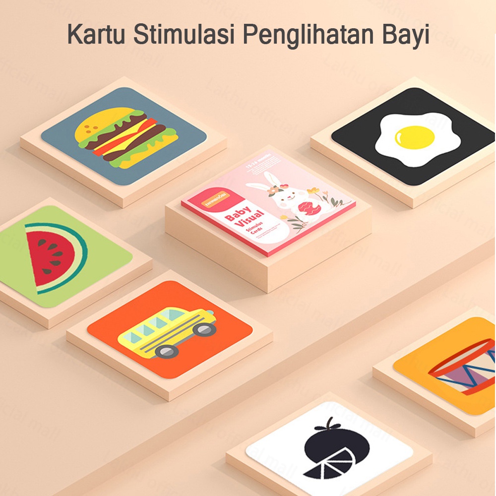 JCHO 0-12 Bulan Visual Flash Card Bayi Anak Mainan Edukasi Kartu Pintar Stimulasi Bayi Montessori Toys