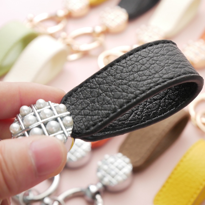 Fashion Kelas Atas microfiber Ultra-fine Fiber Leather Car Keychain, Gantungan Kunci Mobil Unisex