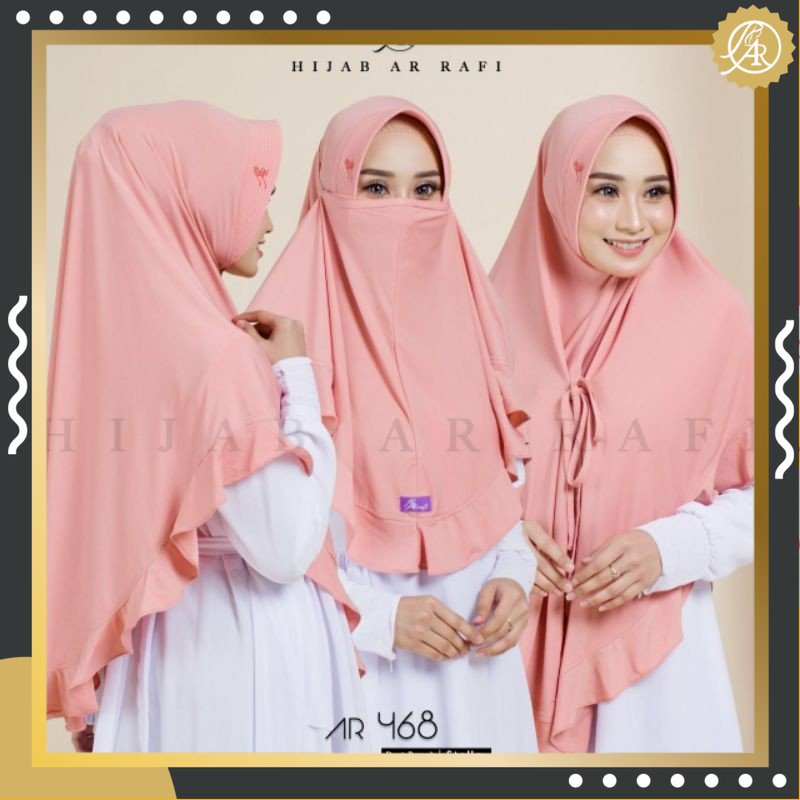 Kerudung Cadar Instan Dewasa Hijab Cadar Jumbo Syari Hijab Arrafi AR 468 Hijab 2 in 1 Cadar