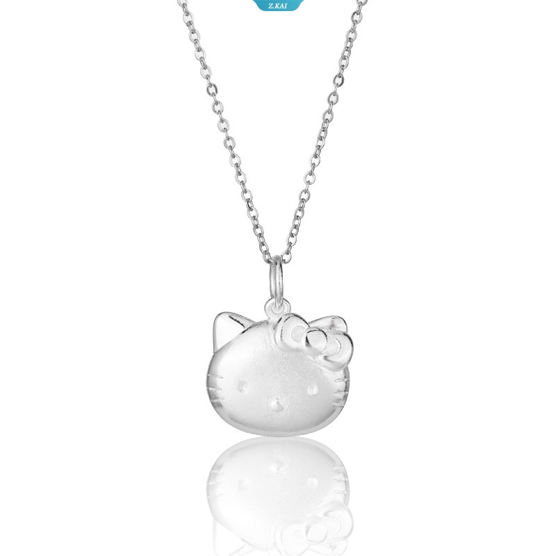 Fashion Perhiasan Pernikahan Pesta Mewah925 Cap Warna Perak Indah HelloKitty Liontin Kalung Untuk Wanita Gadis Tulang Selangka Rantai Hadiah Mahasiswa [ZK]
