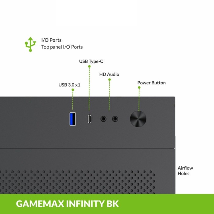 Casing GameMax Infinity Black ATX PC Case