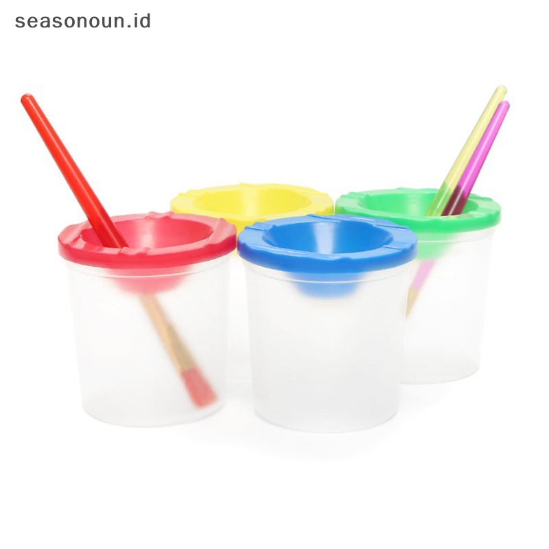 Seasonoun Painted Art Pen Washing Cup Plastik Transparan al Pen Ember Cuci Cat Air Cat Paing Pen Washing Cup.