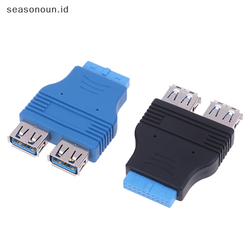 Seasonoun Motherboard 2port USB 3.0 female to 20pin header female Adaptor Sambung.