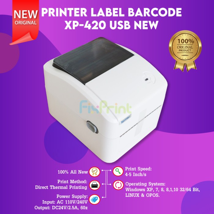 BARCODE PRINTER LABEL USB THERMAL XP-4601B | XP-420B SIZE 4&quot; / 110MM