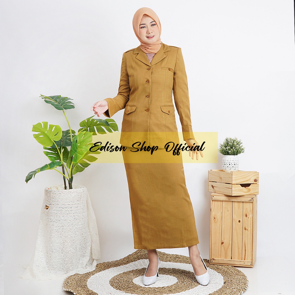 Seragam Blazer PNS PDH ASN Pemda Guru Khaki Tua Muda Rok Celana Wanita Terbaru Tersedia Jumbo Size