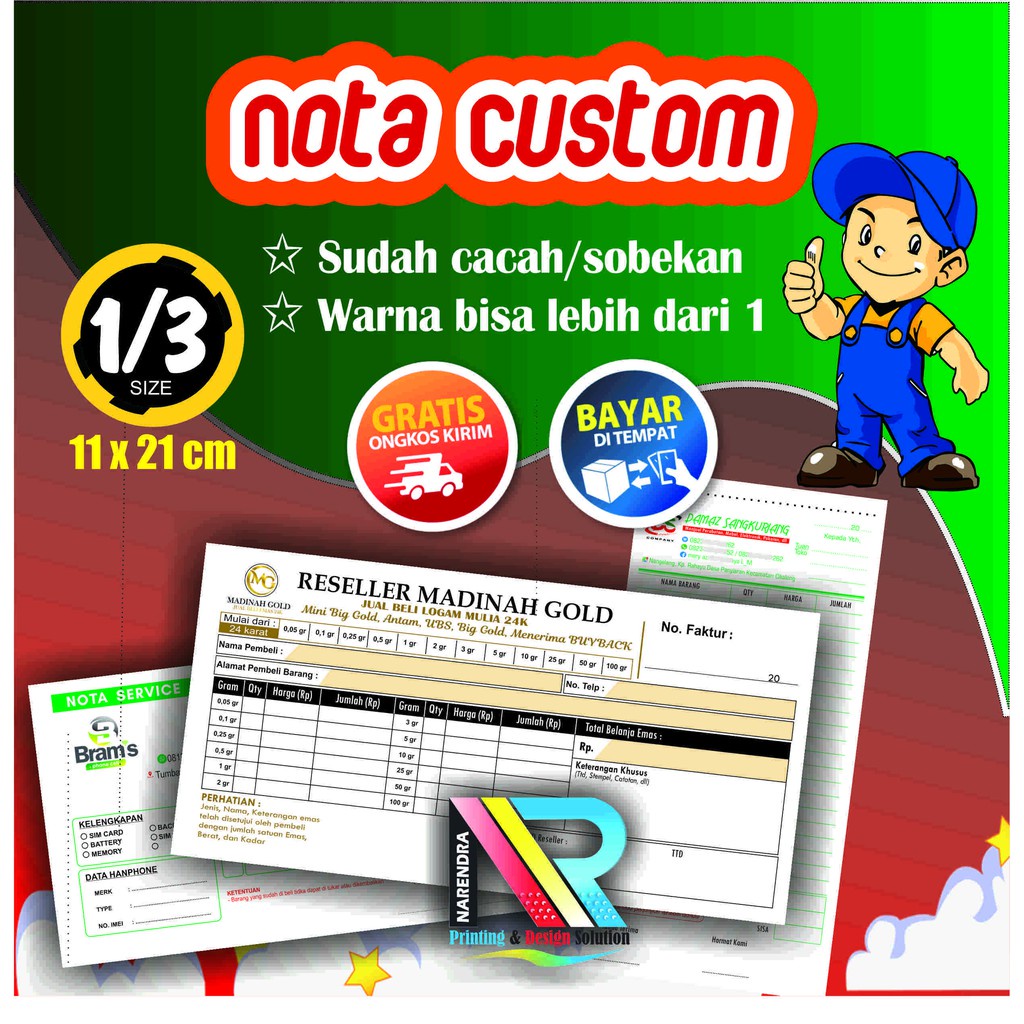

Nota Bon Kwitansi Custom warna bebaa 1/3 Folio rangkap 1 2 3 ply warna free porporasi | olshop