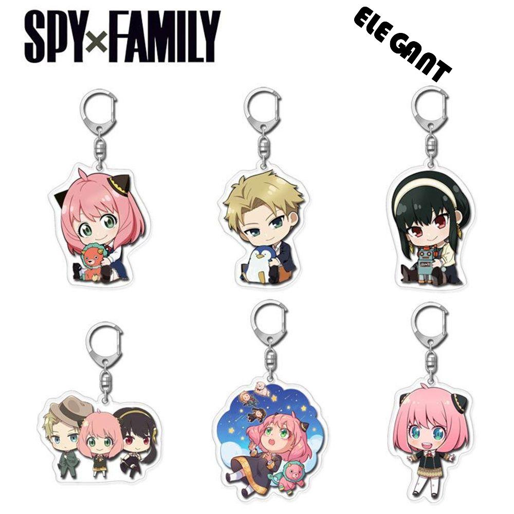 [Elegan] Spy X Aksesoris Interior Keluarga Kartun Laser Flash Key Rings Key Holder Gantungan Kunci Akrilik