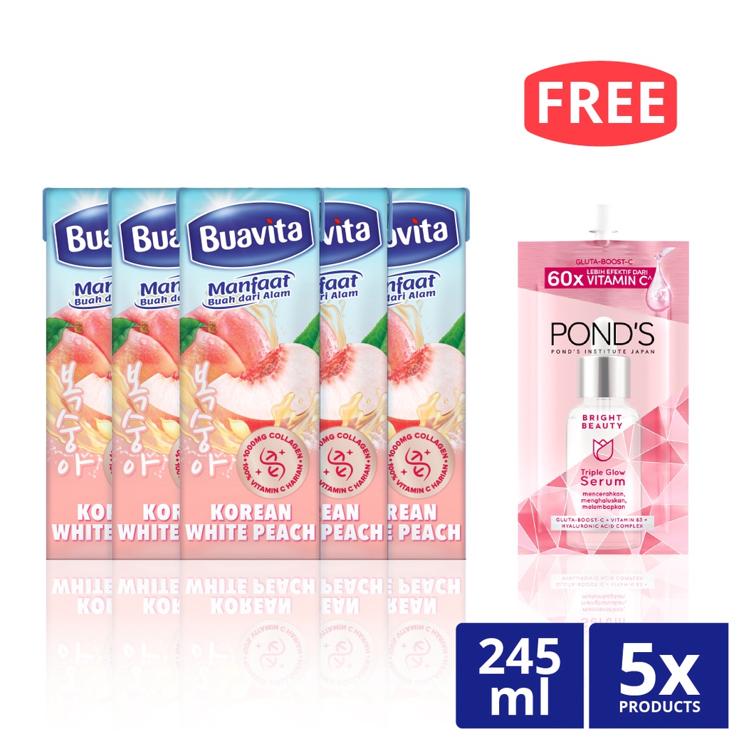 

Buy 5 Buavita Peach 245ml FREE Pond's Bright Beauty Power Serum 7.5g