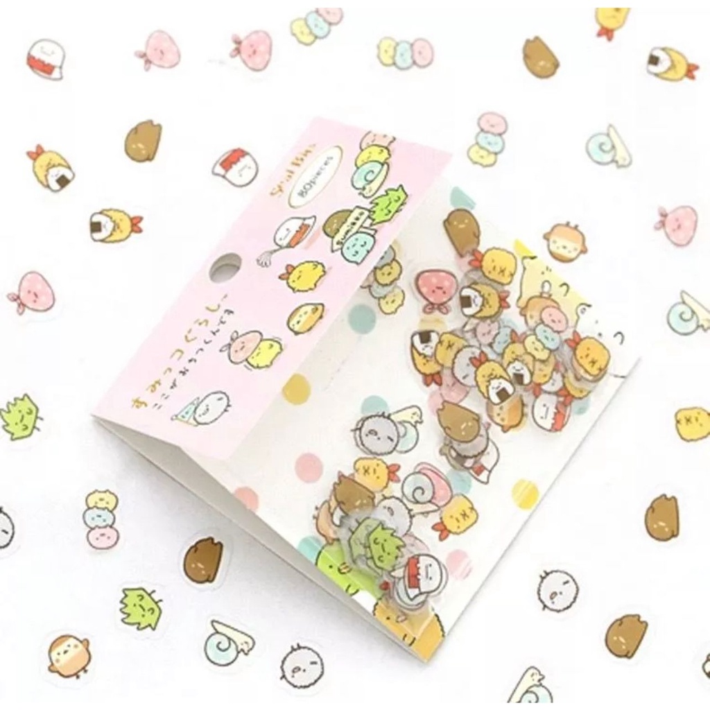 STIKER ISI 80PCS STIKER LUCU MINI SUMIKKO GURASHI SEAL BITS TRANSPARAN CUTE ANTI AIR - BDC