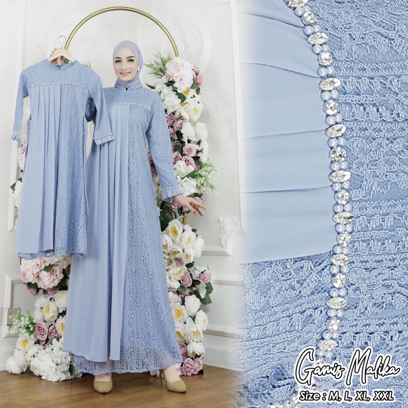 NEW ARRIVAL / Gamis Malika Couple Ibu dan Anak / Gamis Modern Couple / Gamis Brokat Malika Original 