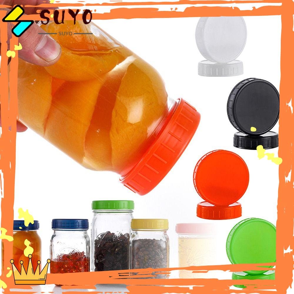 Suyo 6pcs Mason Jar Lid Alat Dapur Plastik Untuk Mulut Lebar Jar Seal Penutup Botol