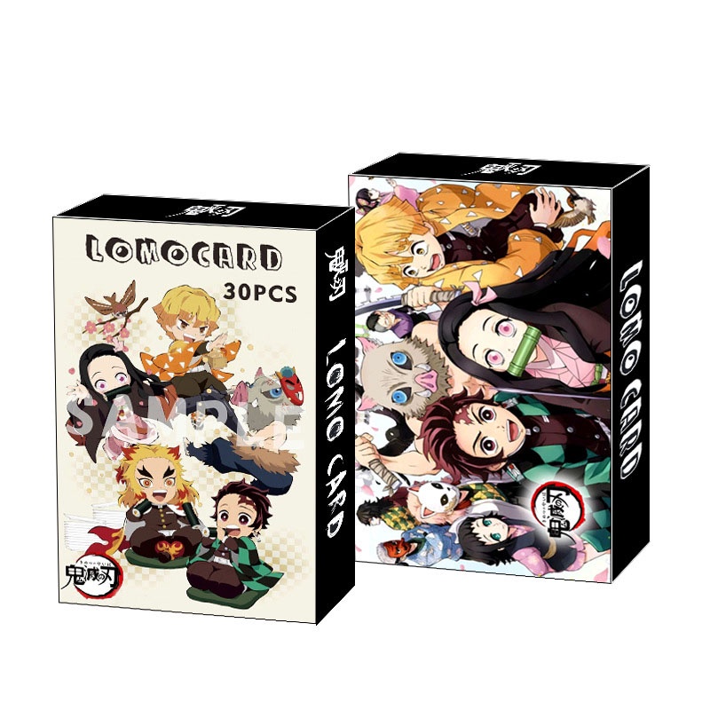 30pcs /Box Anime Demon Slayer LOMO Card Tanjirou Nezuko Zenitsu Inosuke Karakter Pattern Board Main Game Kartu Mainan Koleksi