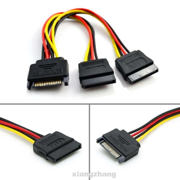 Kabel Power SATA Splitter Cabang Power SATA Dual Output Male to Female