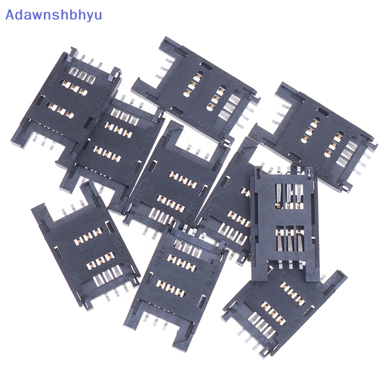 Adhyu 10PCS Holder SIM Card Soket Kartu 6PIN Konektor Slot SIM Card Untuk ID Telepon