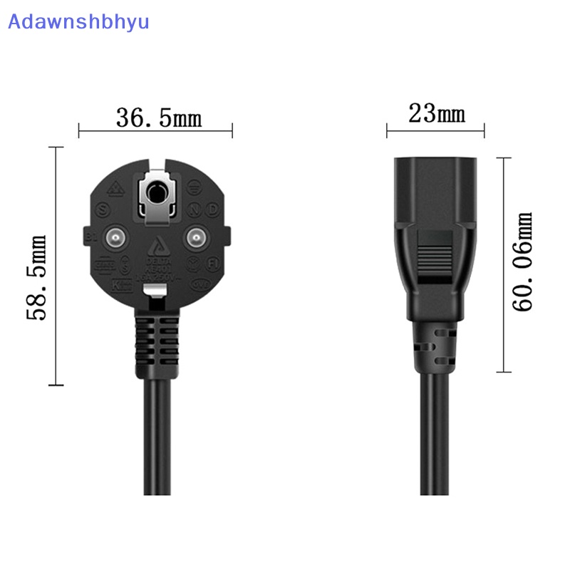 Adhyu Ceret Eropa 2pin AC Bulat EU Plug Kabel Listrik Kettle Cord1/1.5/1.8/3m ID