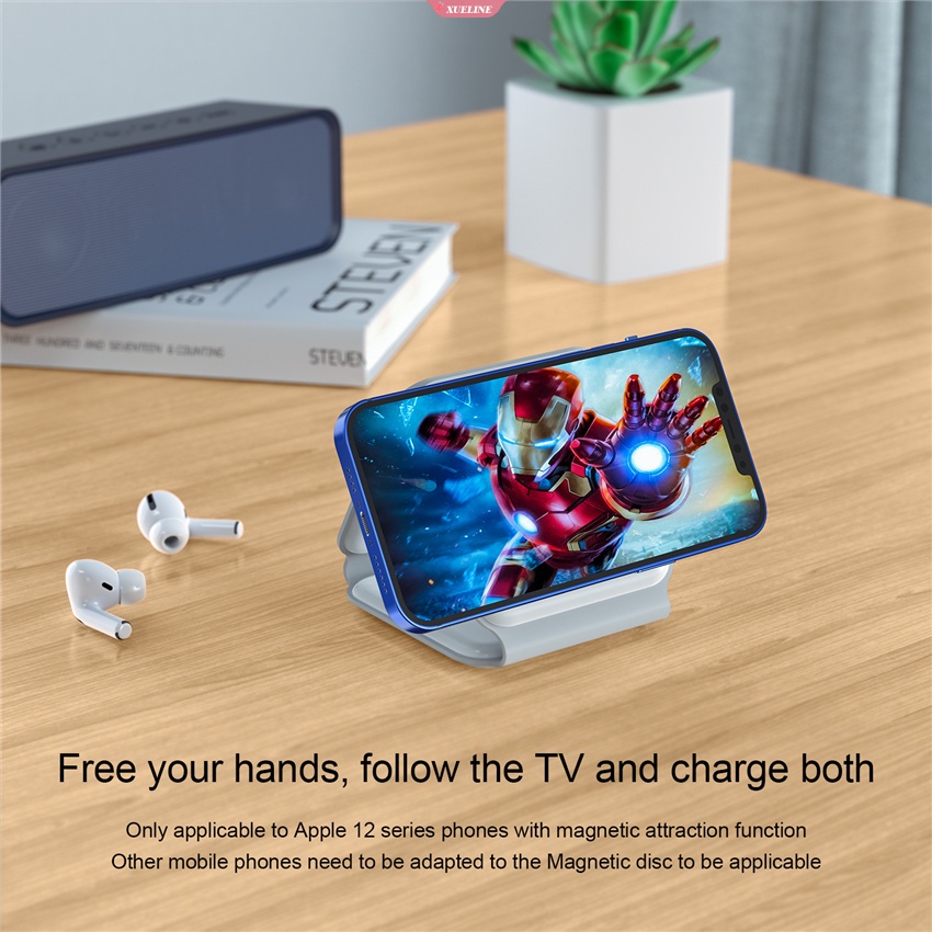 IPHONE 200w 3in1 Magnetic Wireless Charger Stand Pad Lipat Untuk Iphone14 13 12 Airpods Watch 8 7 6 Fast Charging Dock Station [ZXL]