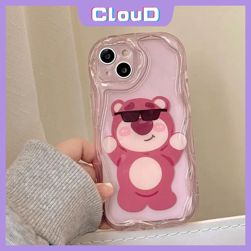 Case Beruang Strawberry Lucu Untuk Samsung A14 A12 A04 A03 A10s A51 A21s A11 A30 A02s A20 A03s A23 A20s A04s A32 A13 A50 A30s A52 Kartun Manyo 3D Tepi Bergelombang Lengkung Glossy Soft Cover