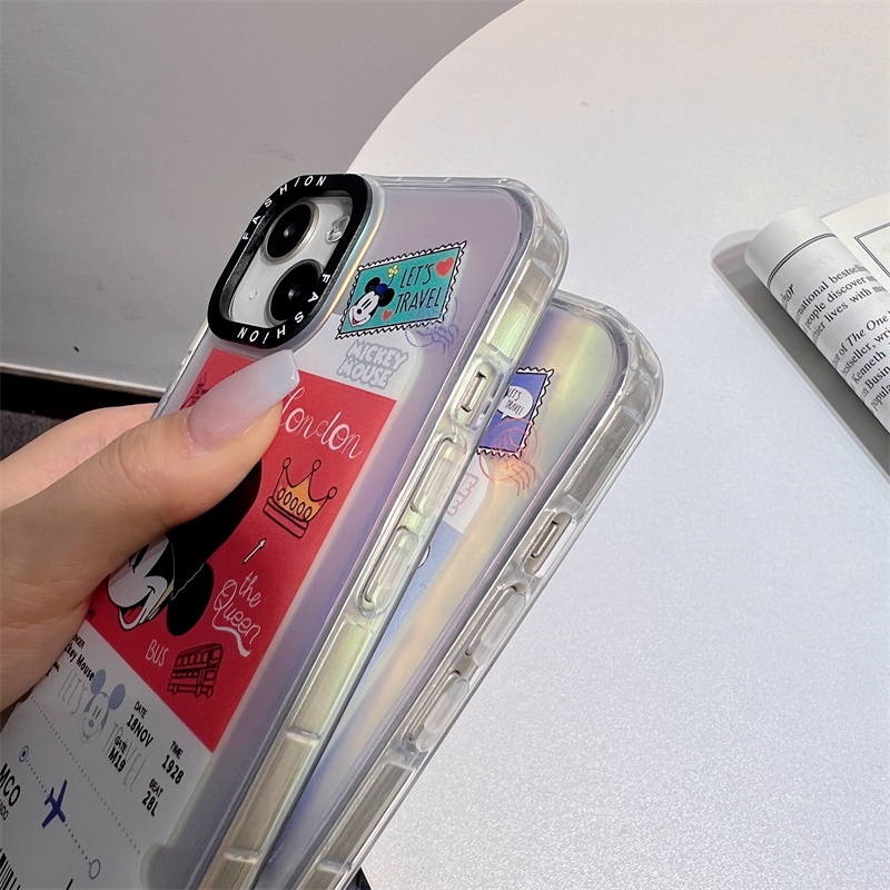 IPHONE Casing Hp Anime Laser Cocok Untuk Iphone14 13 12 11 Pro X XS Max XR 14Plus Full Set Electroplated Mickey Minnie Kartun Disney Soft Case