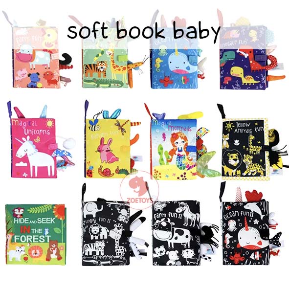 Zoetoys Soft Book Baby | Baby Contrast Soft pillow Book buku bantal cerita bahan kain anak bayi | Mainan Edukasi Anak