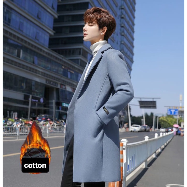 IMPORT HANS MAN AUTUMN SPRING WINTER WOOLEN COAT JAKET PANJANG PRIA MUSIM GUGUR SEMI MUSIM DINGIN LAPIS COTTON