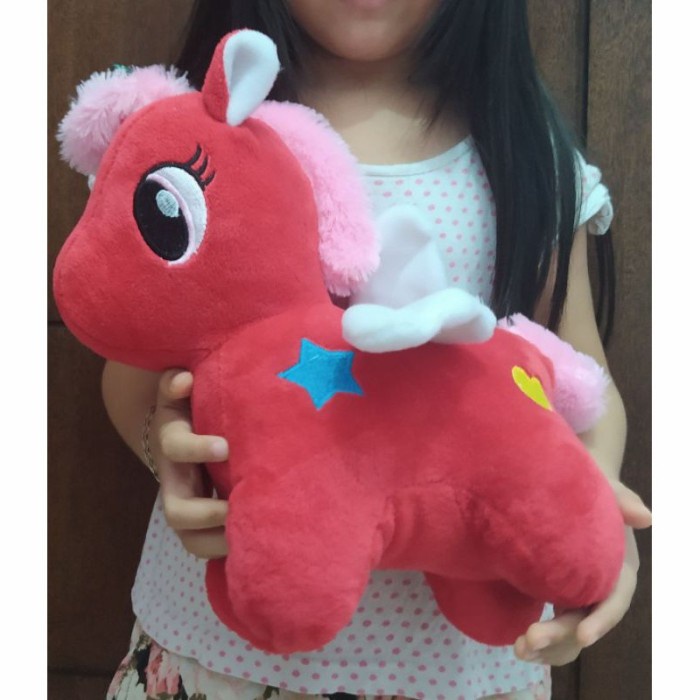 Boneka kuda poni unicorn rainbow - Biru