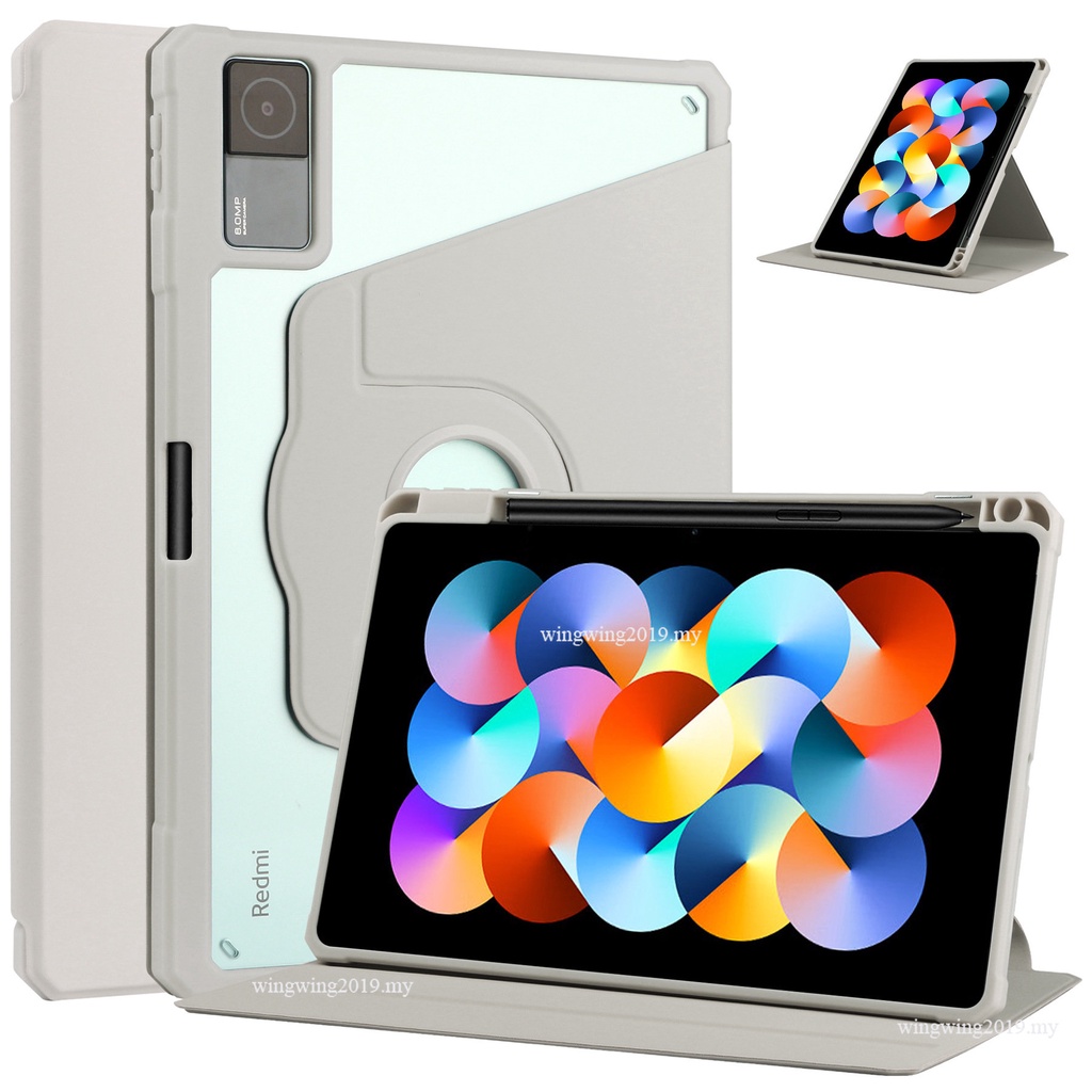 Untuk Xiaomi Redmi Pad 10.6 inch 2022kulit PU Smart Case Smart Rotating Stand Case Cover Dengan Tempat Pulpen