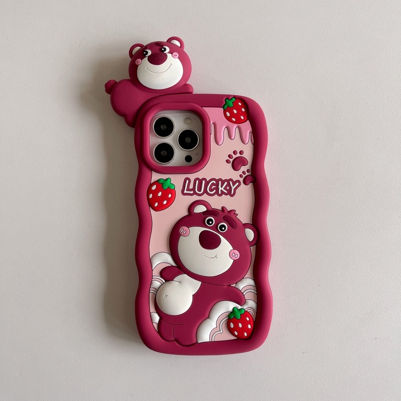 Bear Strawberry Jam Silikon Case Telepon Anti Jatuh Iphone11/13/14ProMax Untuk IPhone 12pro