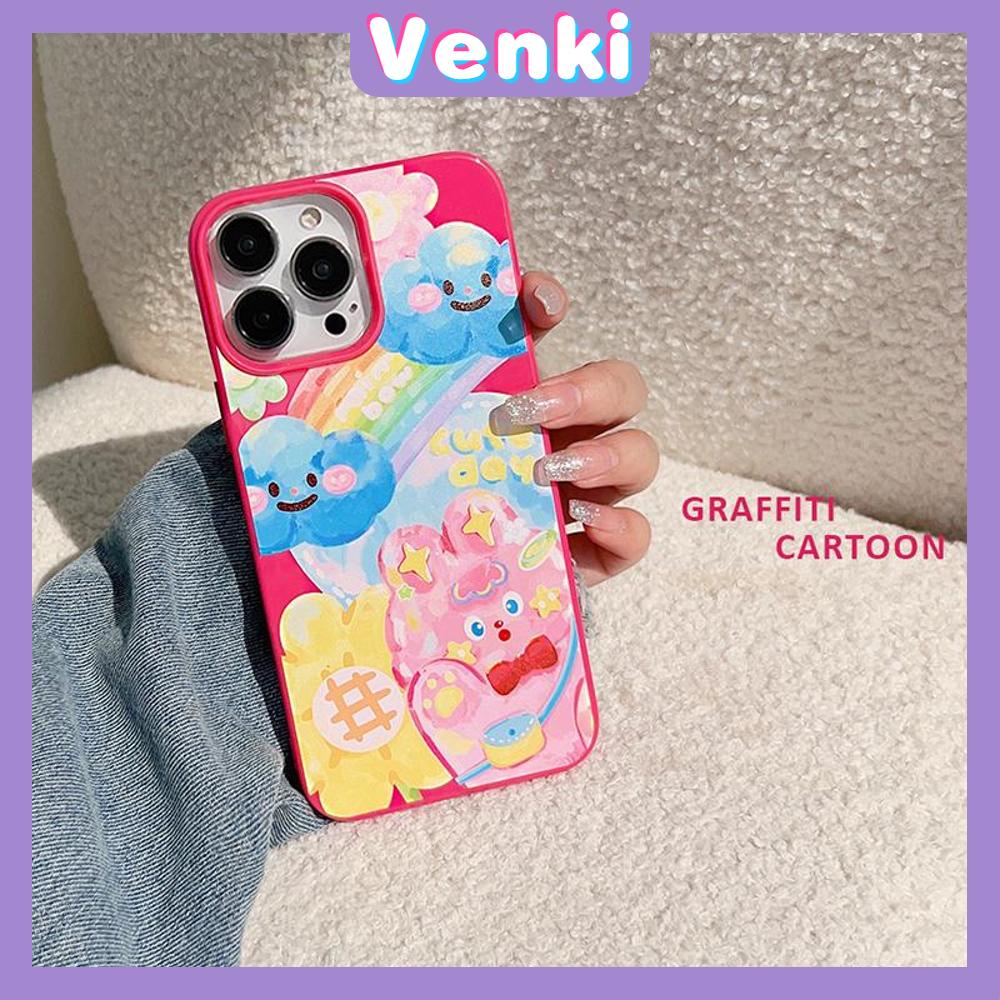 VENKI - For iPhone 11 iPhone Case Candy Case Red Glossy TPU Soft Case Shockproof Protection Camera Cute Cartoon Graffiti Compatible with iPhone 14 13 Pro max 12 Pro Max xr xs max