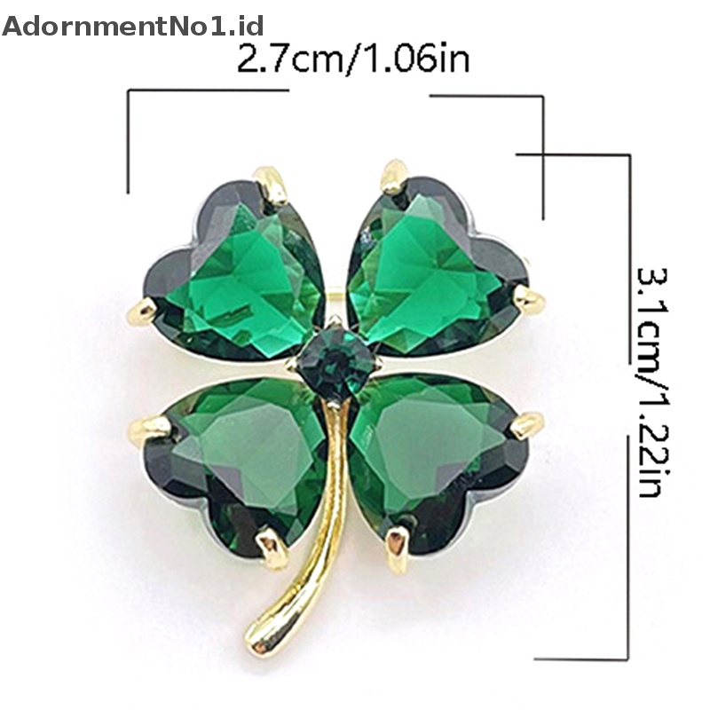 [AdornmentNo1] Lucky Four-leaf Clover Bros French Retro Emerald Korsase Tetap Pakaian Pin Gesper Lady Aksesoris Perhiasan Pernikahan [ID]