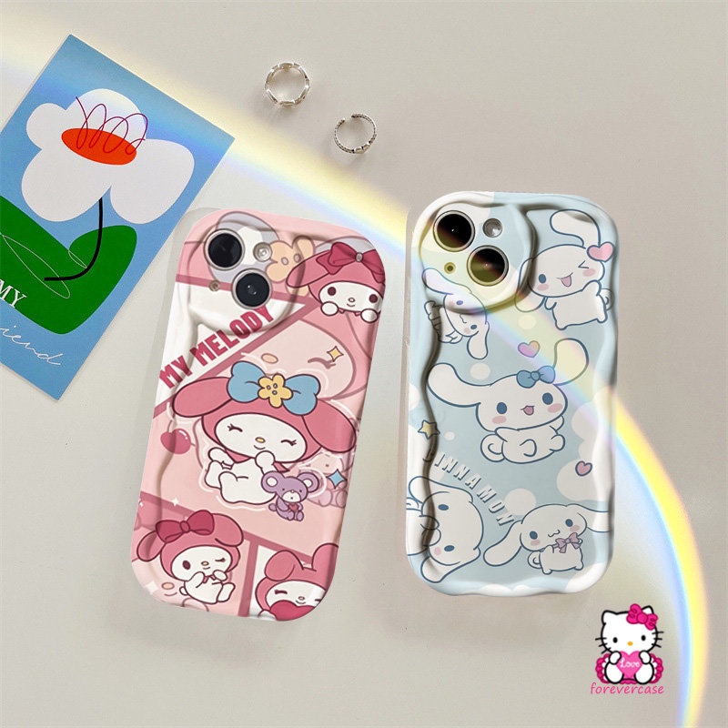 IPHONE Kartun Lucu Cinnamon Kulomi Couple Case Kompatibel Untuk Iphone11 13 12 14 Pro Max XR X XS Max 6 7 6s 8 Plus SE 2020 Lembut Tup 3D Bergelombang Tepi Melengkung Shockproof Cover