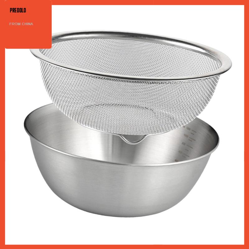 [Predolo] 2buah Colander Bahan Stainless Steel 304buah Dengan Mixing Bowl Untuk Buah