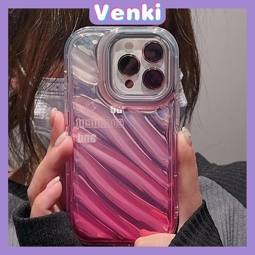 VENKI - For iPhone 11 iPhone Case Laser Reflective Transparent Phone Case TPU Soft Shockproof Airbag Case Protection Gradient Pink English Compatible with iPhone 14 13 Pro max 12