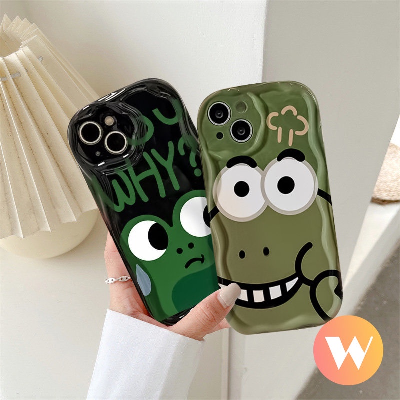 IPHONE Monster Kecil Baru 3D Wavy Curved Edge Soft Tpu Lovers Cover Kompatibel Untuk Iphone7 8 Plus 6s 6x XS Max SE 2020 11 12 13 14 Pro Max XR Pasangan Kartun Lucu Cute Frog Case