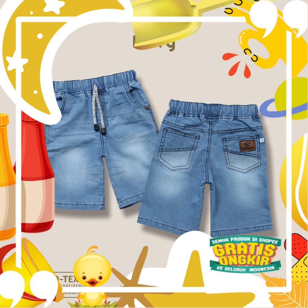 OVIKIDS LARRY-Celana Pendek Anak Celana Jeans Anak Perempuan Laki-Laki (1-6/7 Tahun)/ Lucu kado Ulta