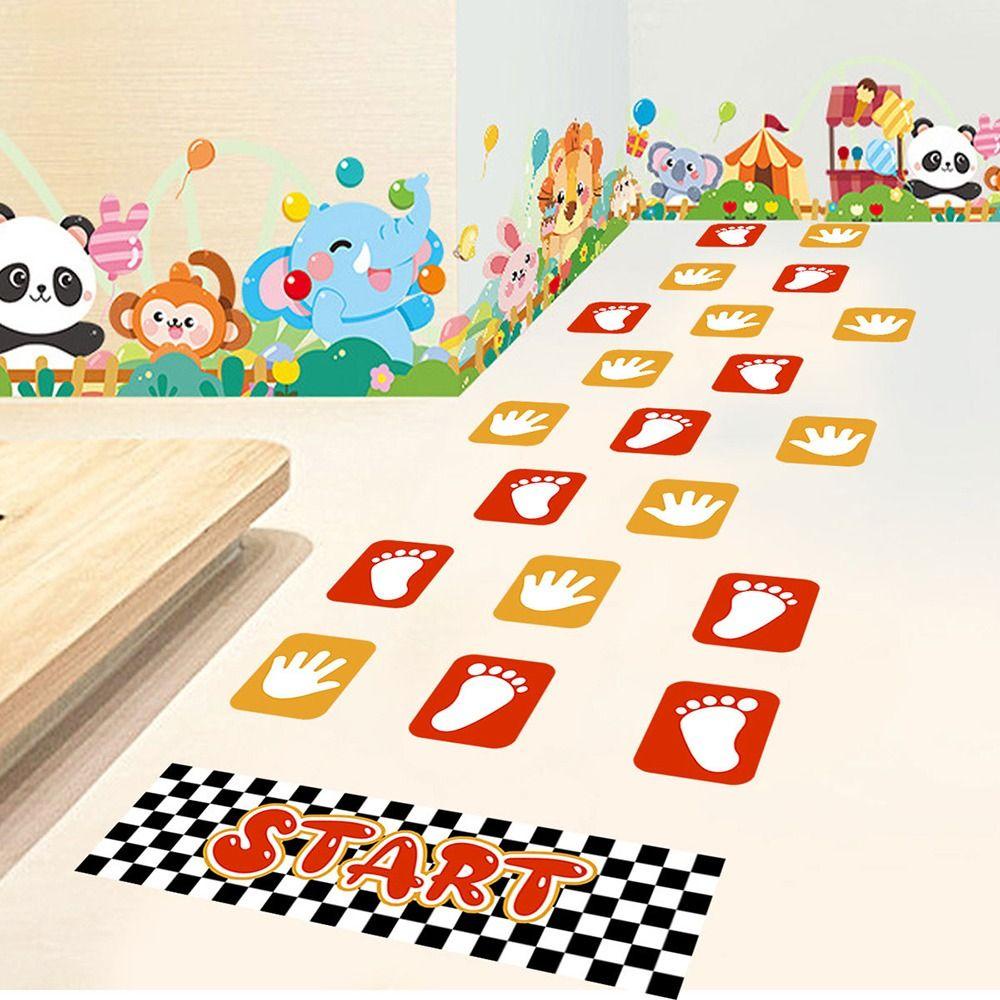 Populer Hopscotch Game Removable Dekorasi Rumah Nursery Ornamen Tangan Dan Kaki Print