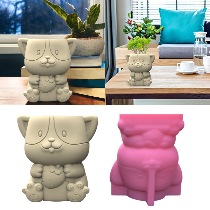 Siy Pot Bunga Cetakan Silikon Succulent Planter Anjing Kecil Pot Bunga Concrete Mold