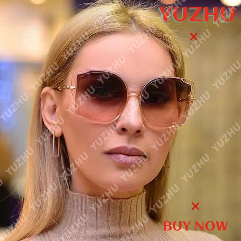 (YUZHU) Desain Bergaya Baru Berbentuk Kacamata Pelindung Matahari Kepribadian Serbaguna Oversized Frame Sunglasses